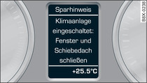 Kombiinstrument: Beispiel für Sparhinweis